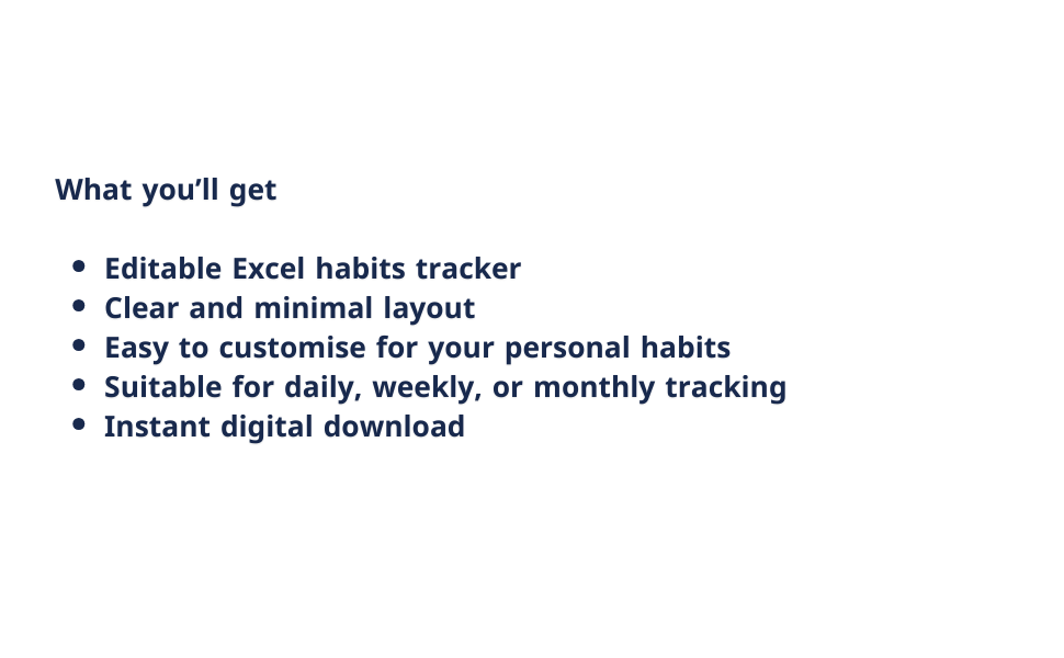 Habit Tracker Spreadsheet – Digital ( Google Sheets & Excel )